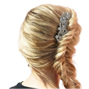 Sparkling Crystal Leaf Hair Clip Barrette‎ Rhinestone Wedding Bridal Accessory
